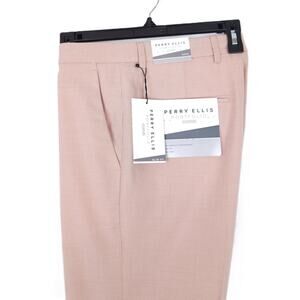 Perry Ellis Portfolio Men's Slim-Fit Stretch Dress Pants Salmon 34x34 NWT